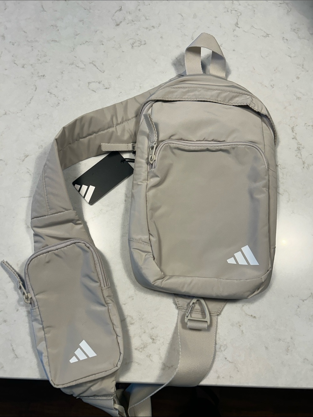 adidas Beige Crossbody Sling Bag with Logo